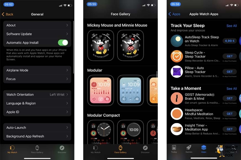 Man sieht die Apple Watch App.